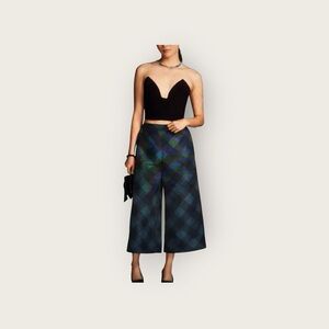 ANTHROPOLOGIE Maeve Taffeta Plaid Cropped Wide Leg Pants Small